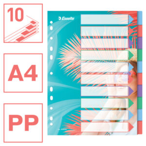 Przekładki Esselte Colour'Breeze PP A4, 10 przekładek